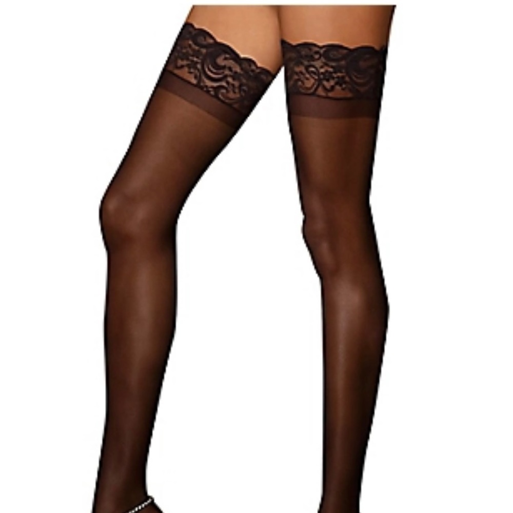 Sheer Thigh high stockings with silicone lace top